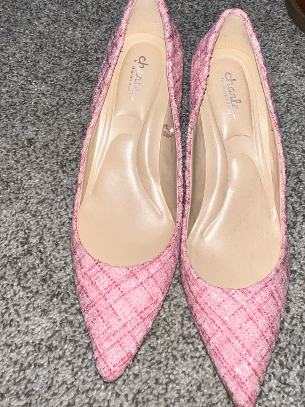 Charles by Charles David Pink Tweed Pointed Toe Flats